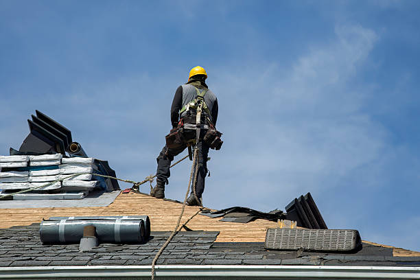 Professional Gutter Installation technician working in Trumansburg, NY